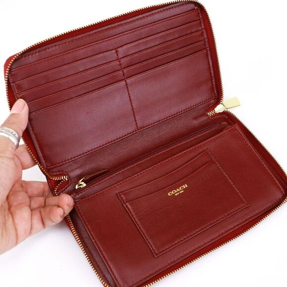 Coach Travel Large Saffiano Leather Wallet Organizer in Red - Picture 6 of 7